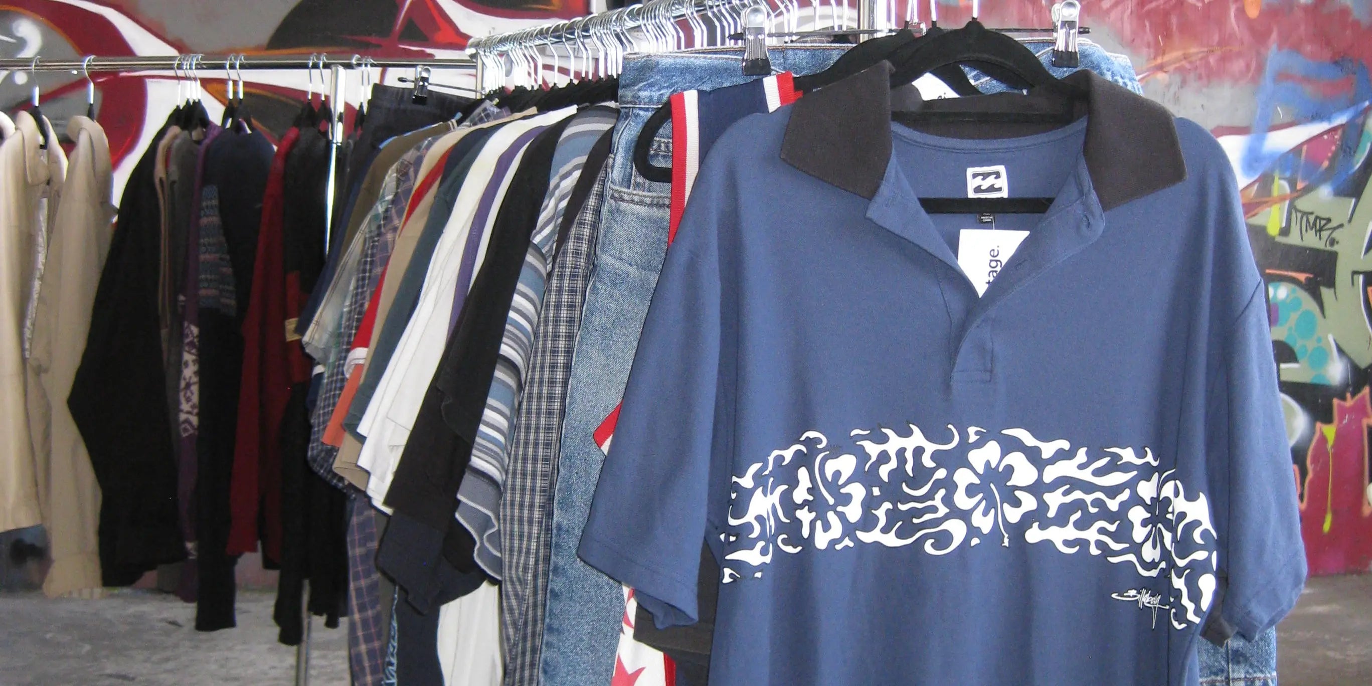 Vintage polo tops on a rack