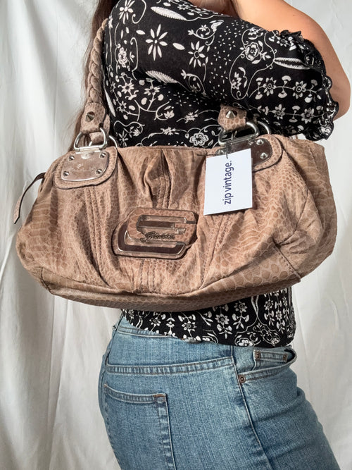 Brown Guess Shoulder Bag - Zip Vintage