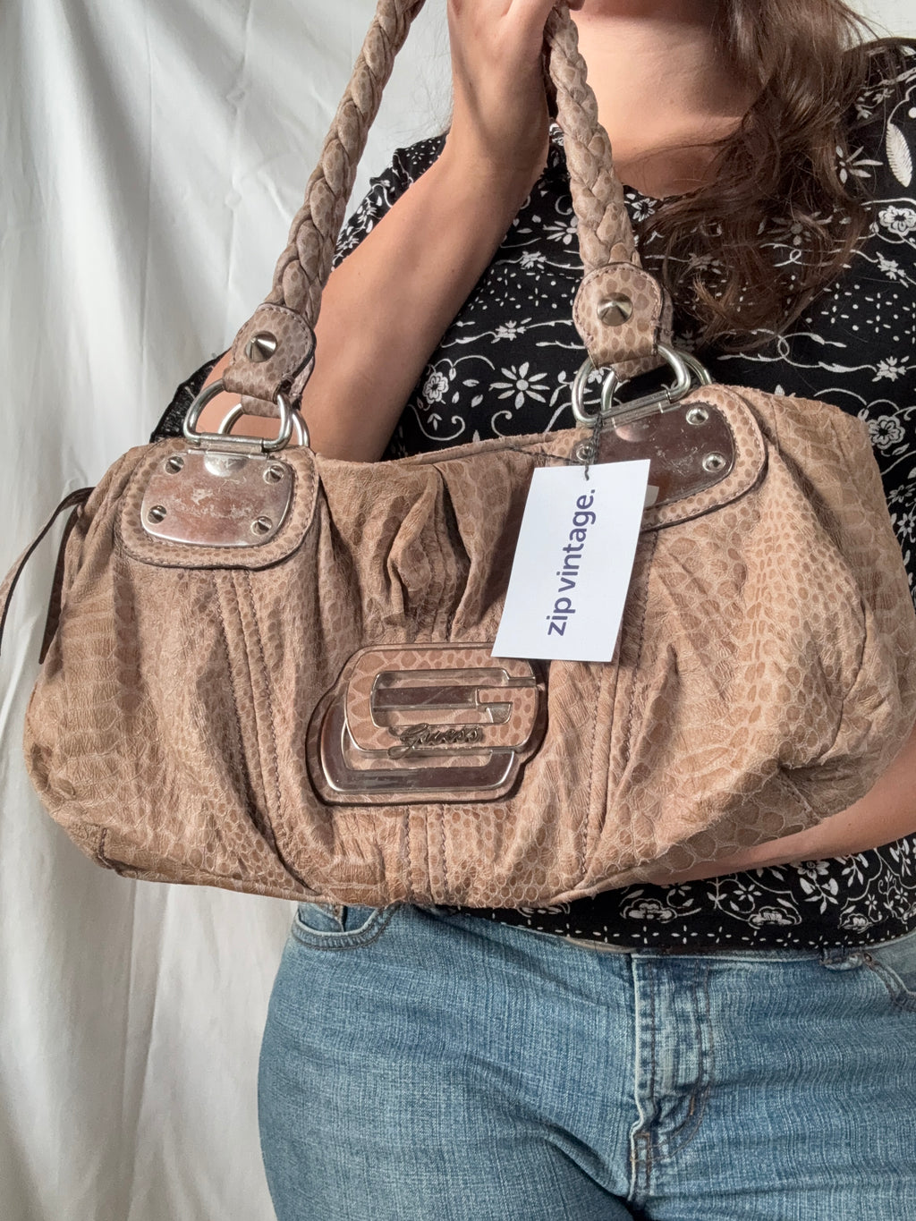 Brown Guess Shoulder Bag - Zip Vintage