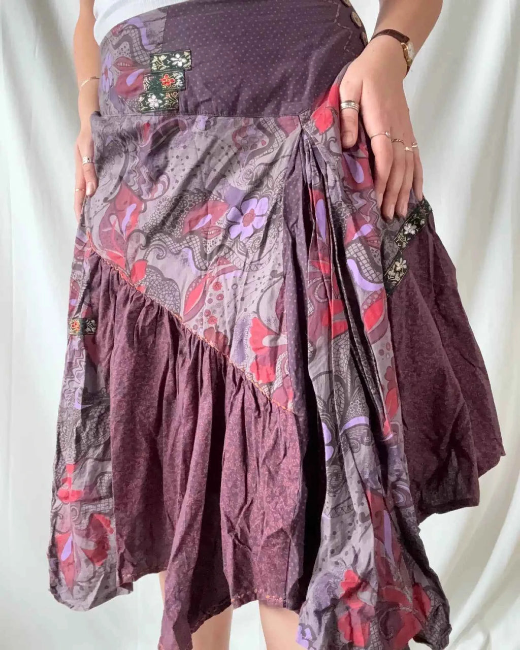 Flowy Graphic Purple Skirt