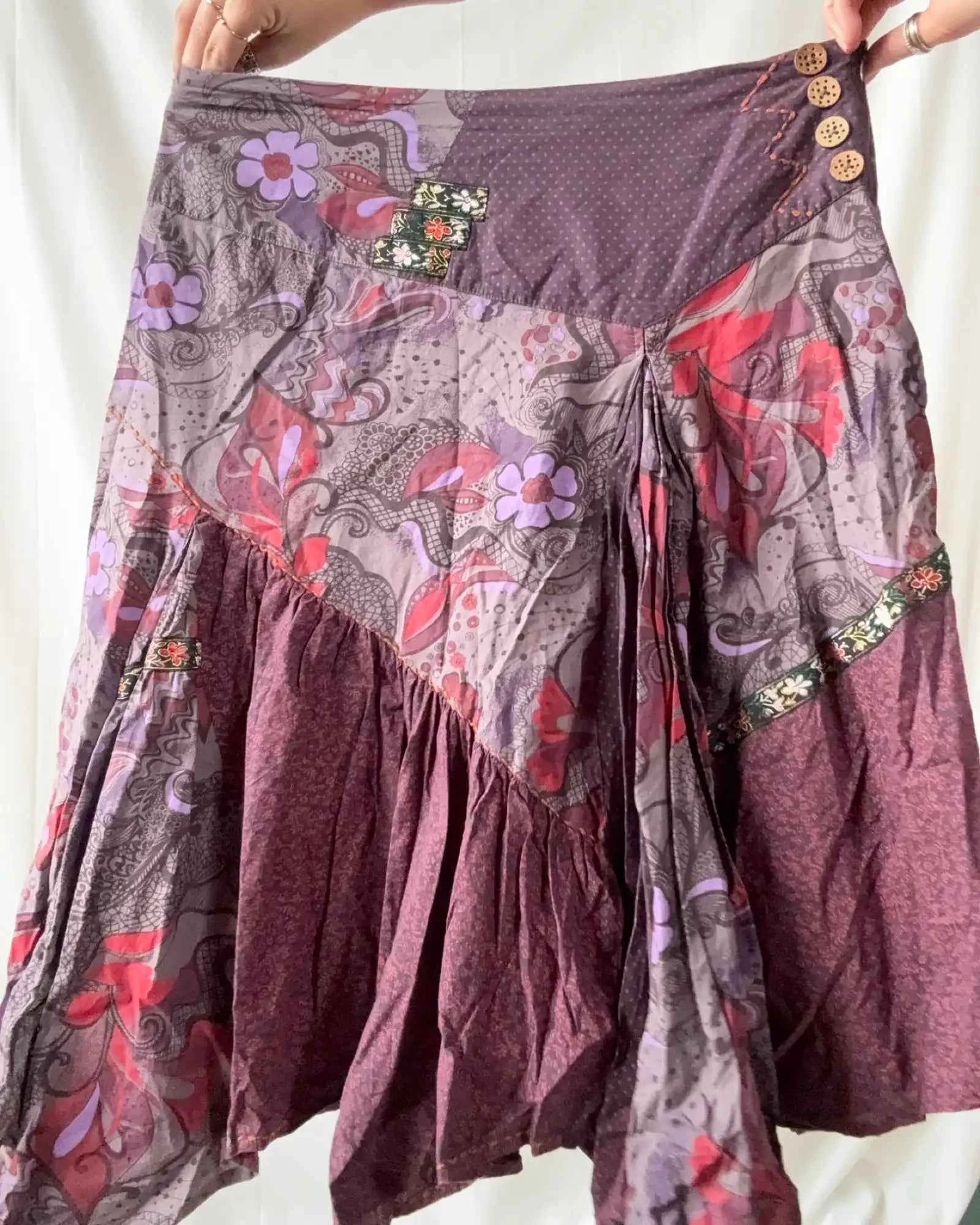 Flowy Graphic Purple Skirt