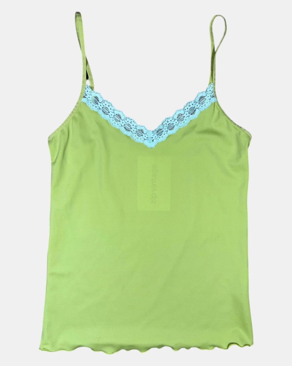 Green Cami Top with Blue Detail - Zip Vintage