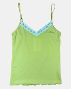 Green Cami Top with Blue Detail - Zip Vintage