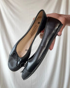 Black Faux Leather Ballet Flats