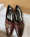 Brown Leather Crossover Pointed Heels