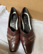 Brown Leather Crossover Pointed Heels