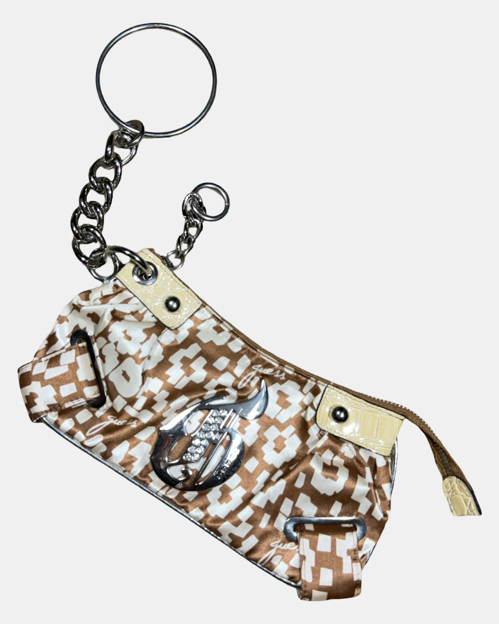 Brown & Cream Guess Clutch - Zip Vintage