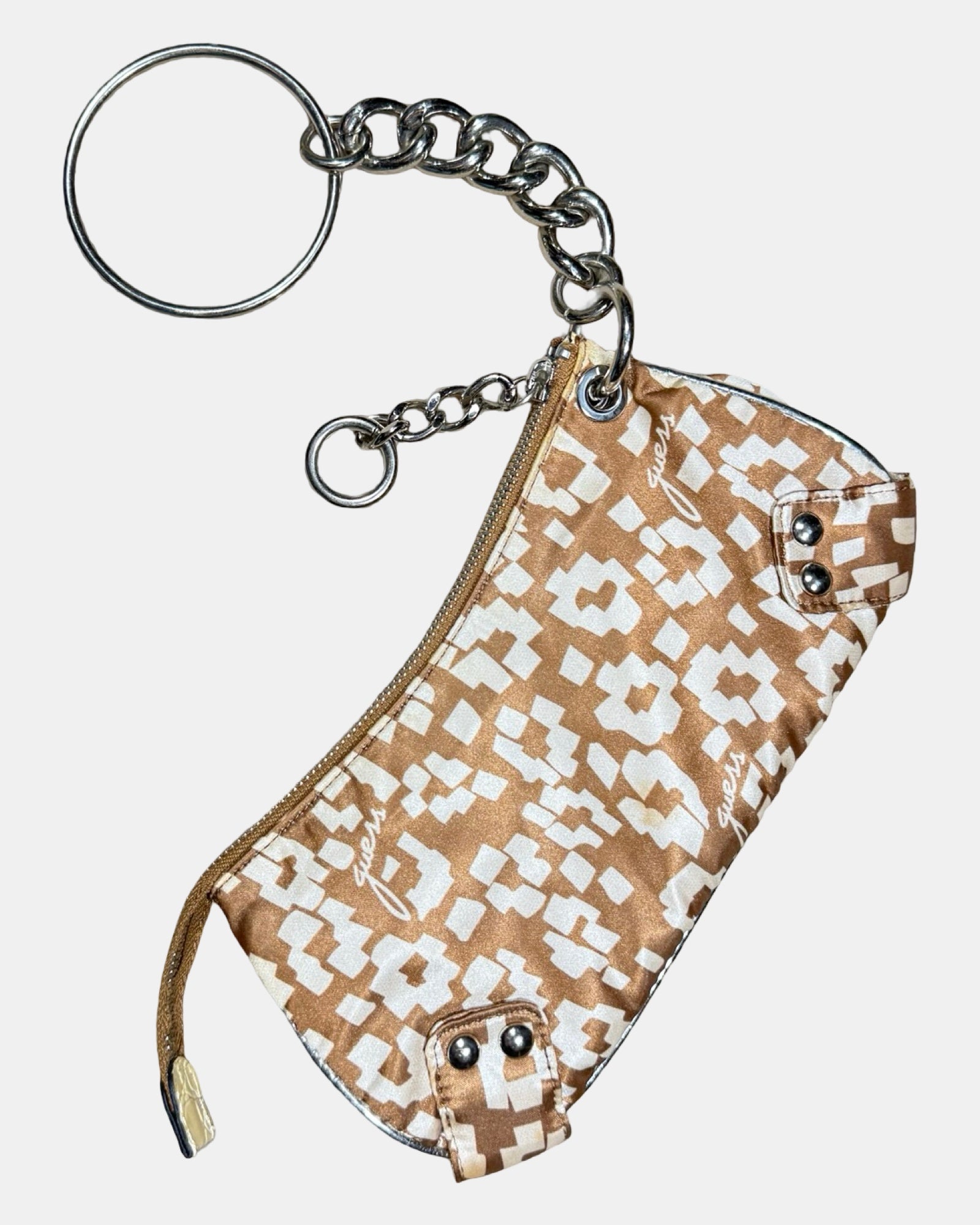 Brown & Cream Guess Clutch - Zip Vintage
