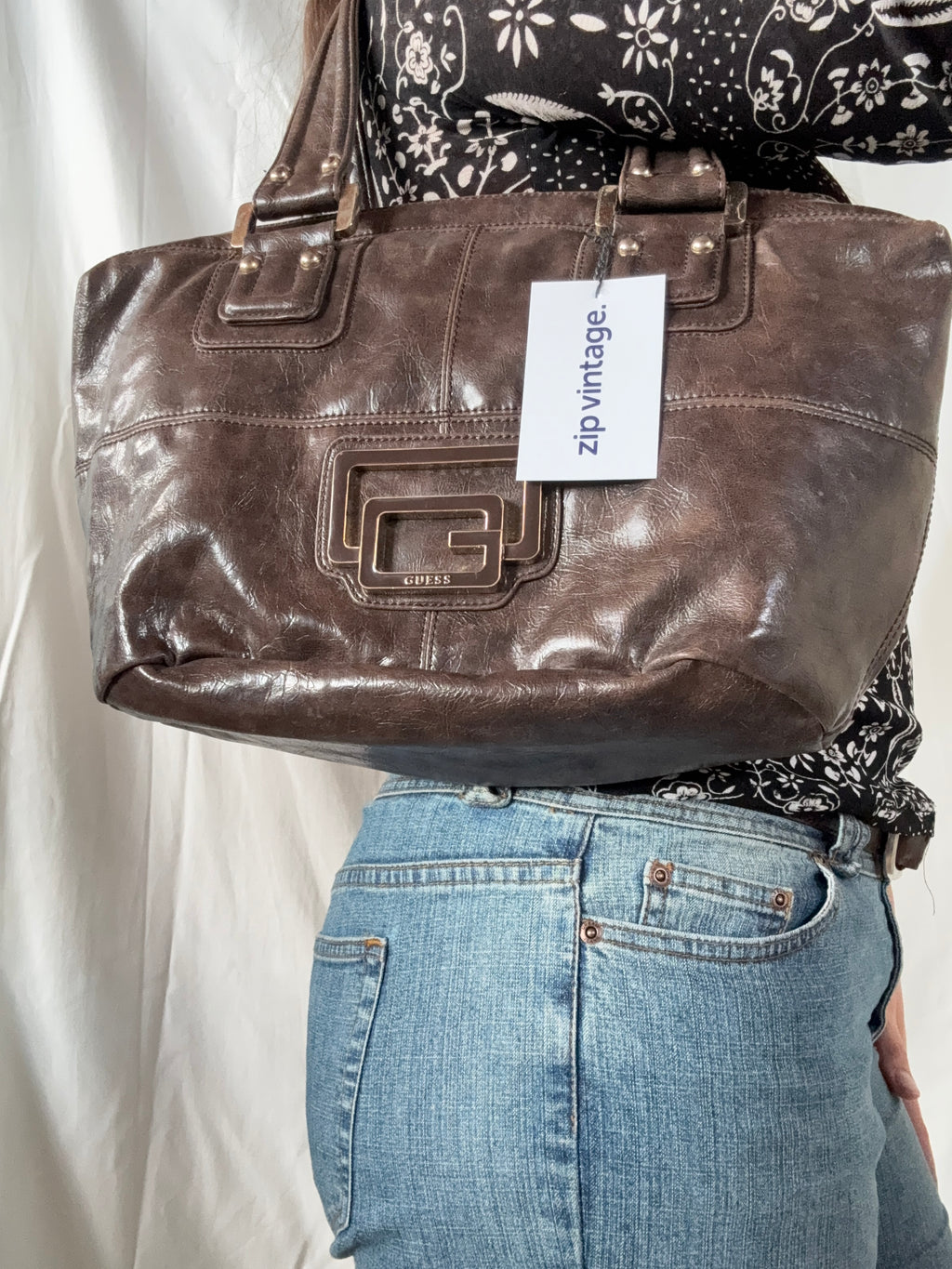 Dark Brown Guess Shoulder Bag