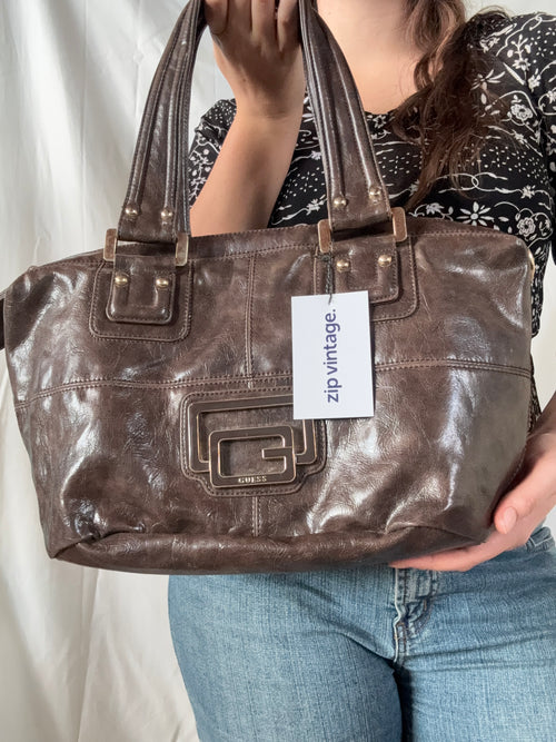 Dark Brown Guess Shoulder Bag