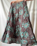 Brown Maxi Skirt with Floral Details