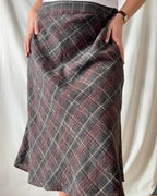 Black Grey Red Gingham Skirt