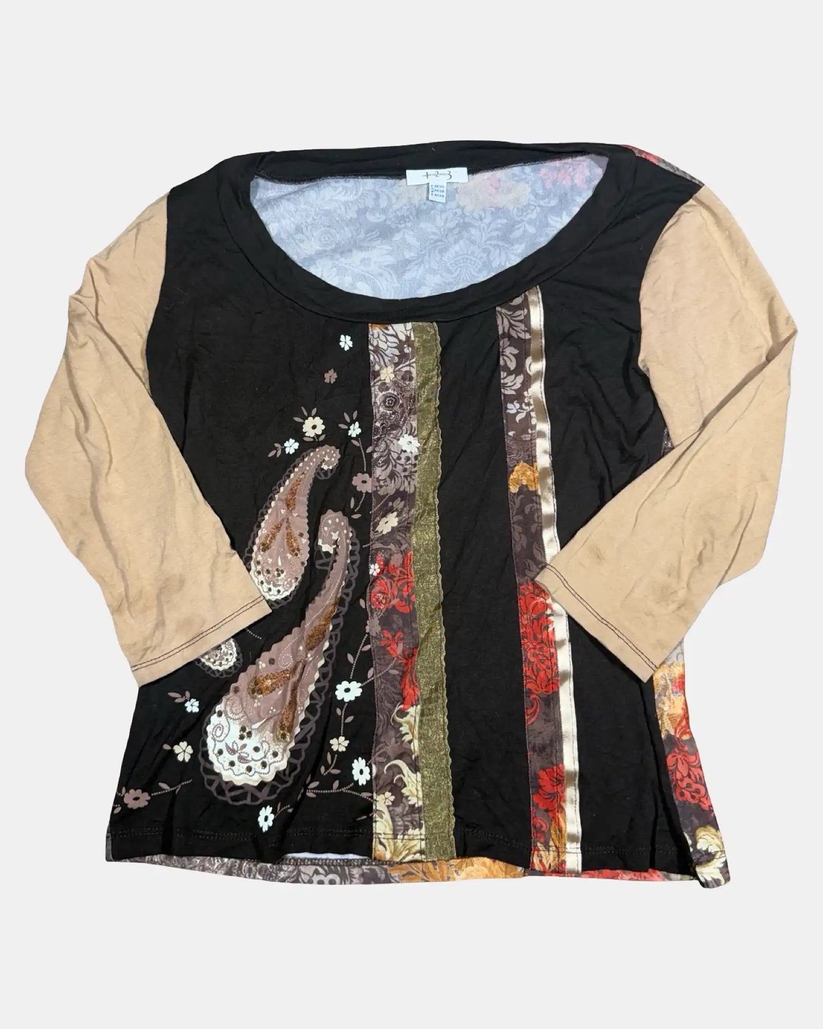 Brown Striped Ribbon Top