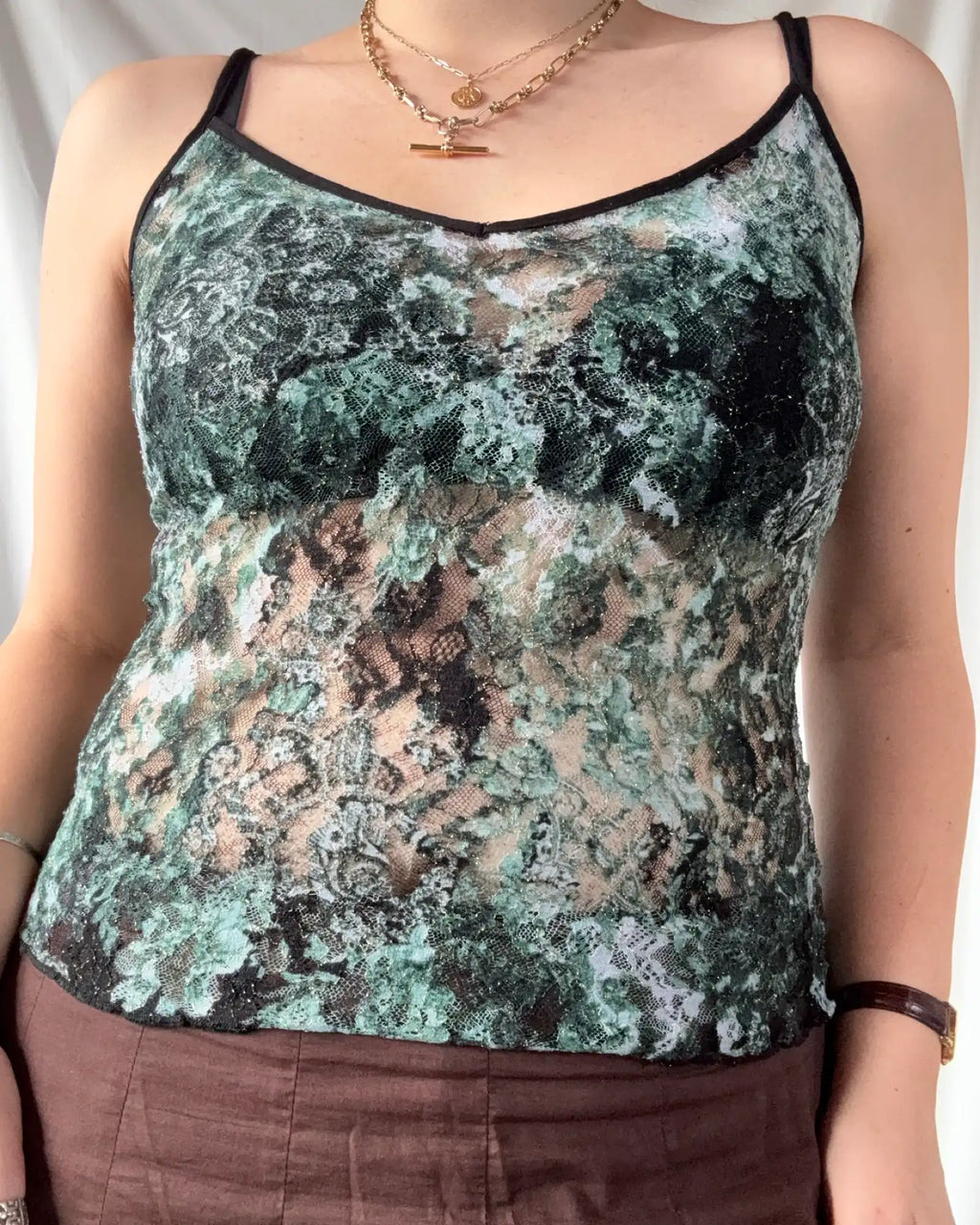 Green Mesh Cami Top