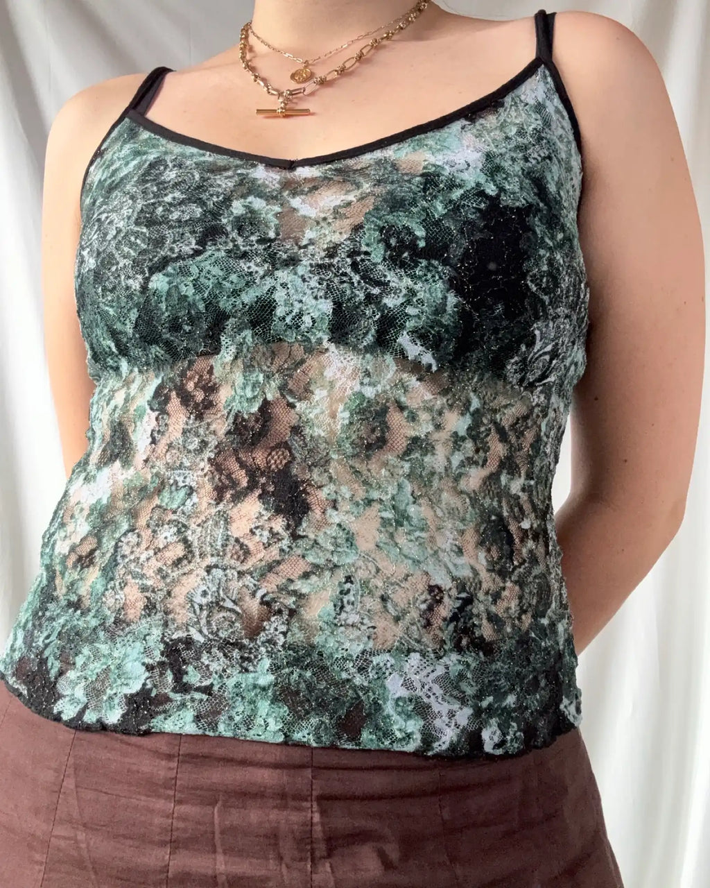 Green Mesh Cami Top