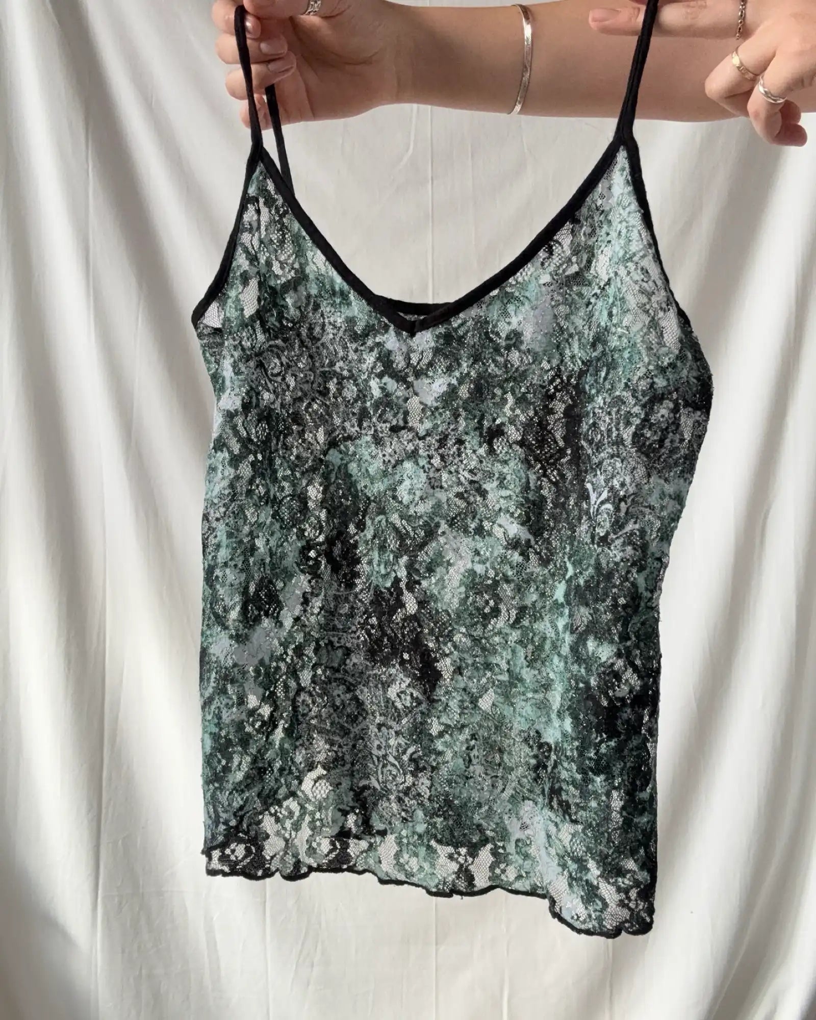 Green Mesh Cami Top