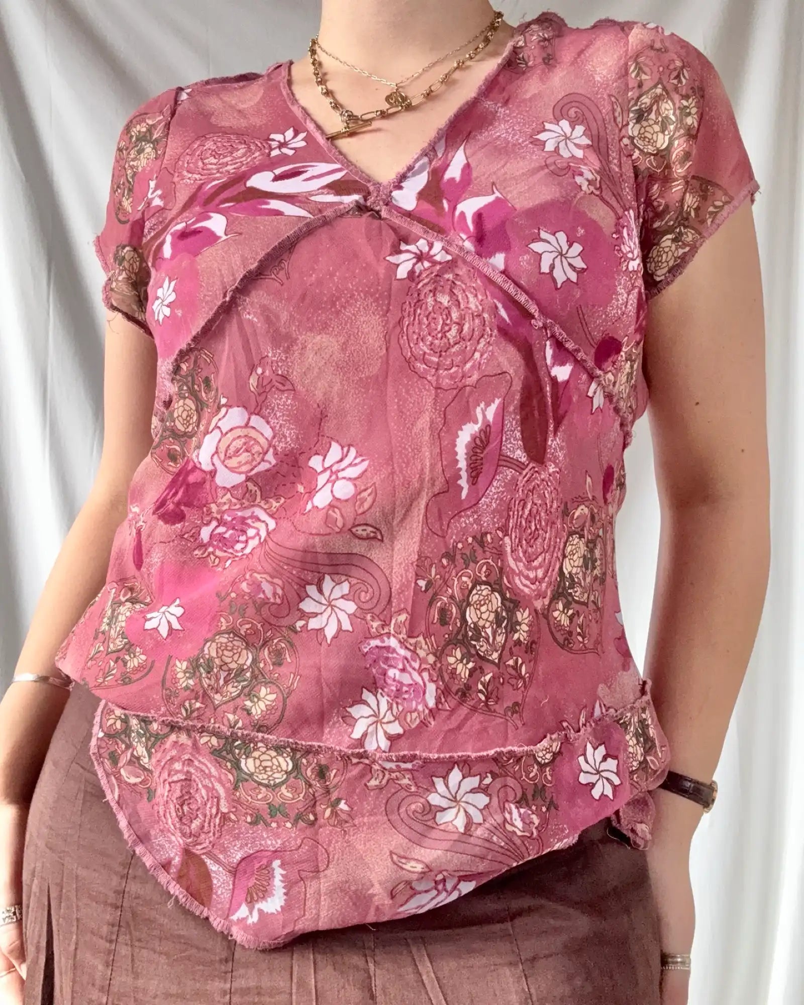 Pink Fairy Core Floral Top