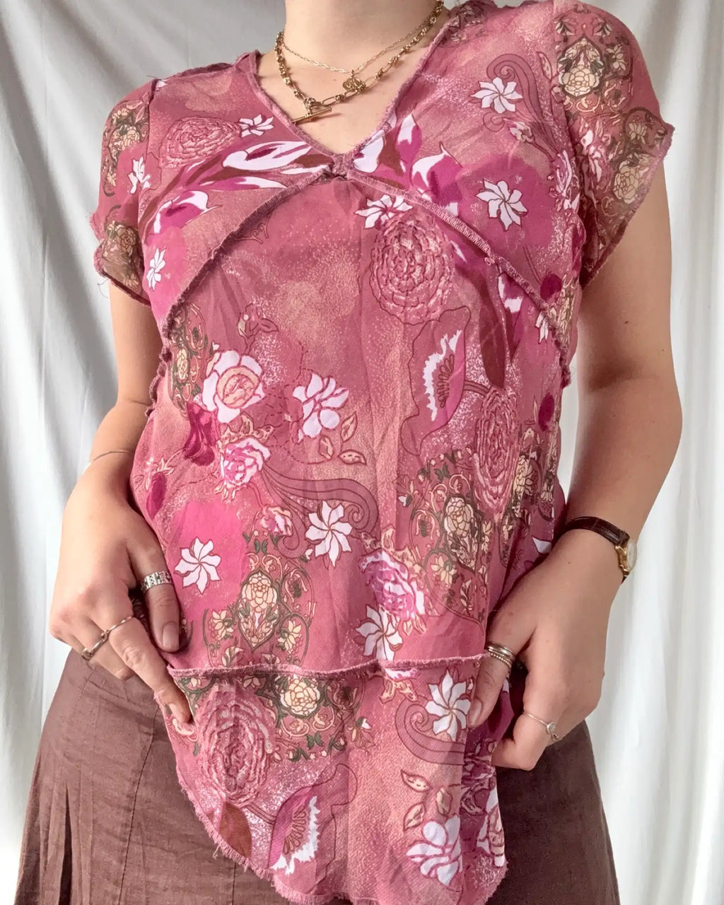 Pink Fairy Core Floral Top