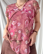 Pink Fairy Core Floral Top