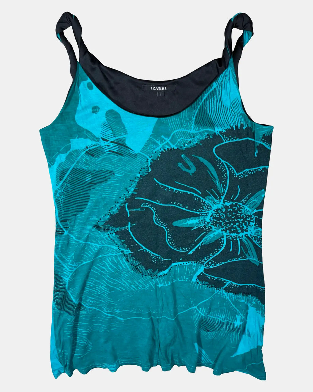 Black Blue and Green Singlet Top