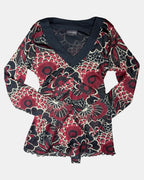 Black and Red Mesh Wrap Top