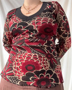 Black and Red Mesh Wrap Top