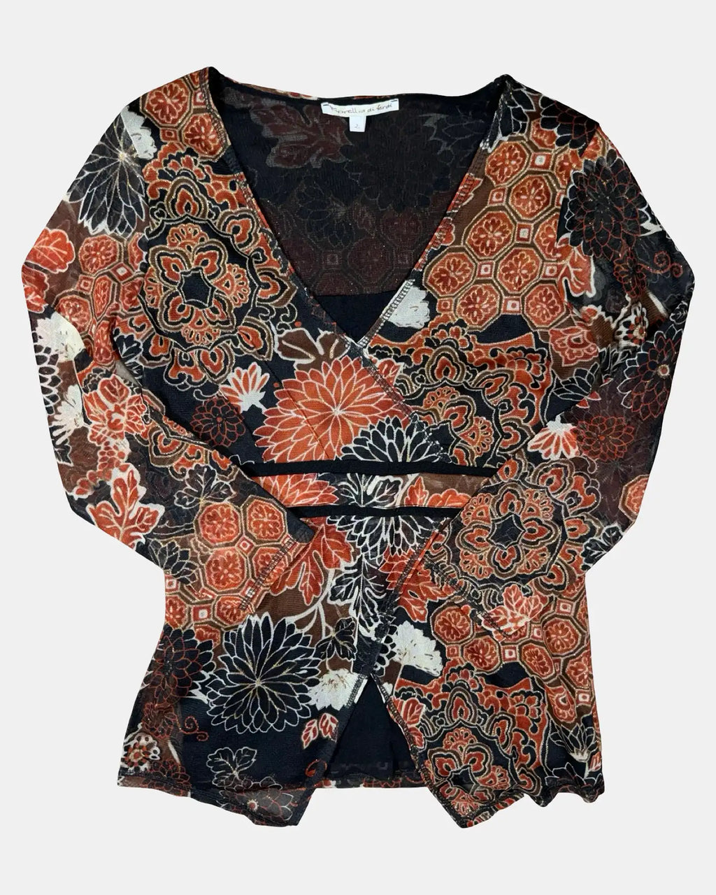 Orange and Black Wrap Top