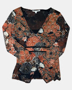 Orange and Black Wrap Top