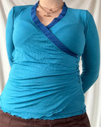 Blue Wrap Top