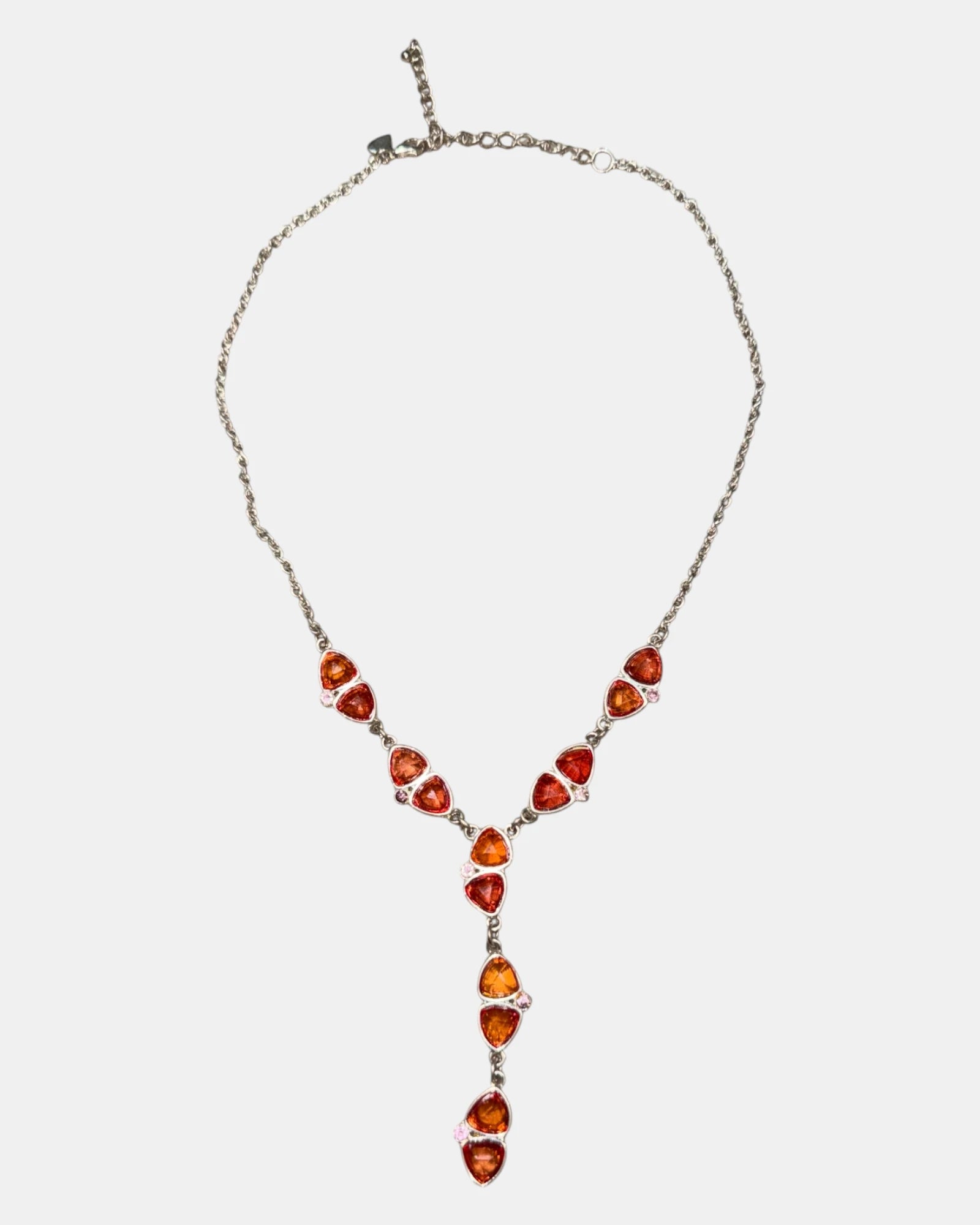 Orange and Pink Gemstone Necklace - Zip Vintage