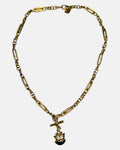 Gold Chunky Necklace with Black Pendant