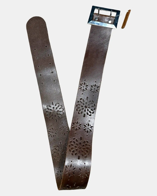 Brown Leather Chunky Belt