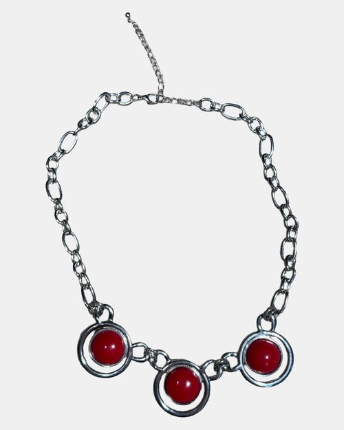 Silver and Red Circle Necklace