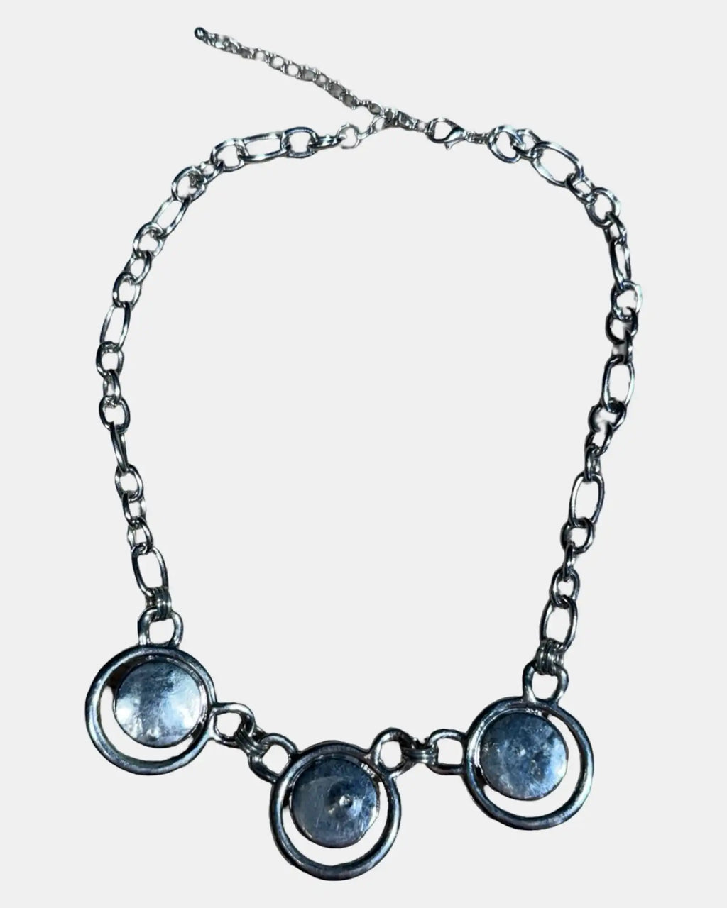 Silver and Red Circle Necklace