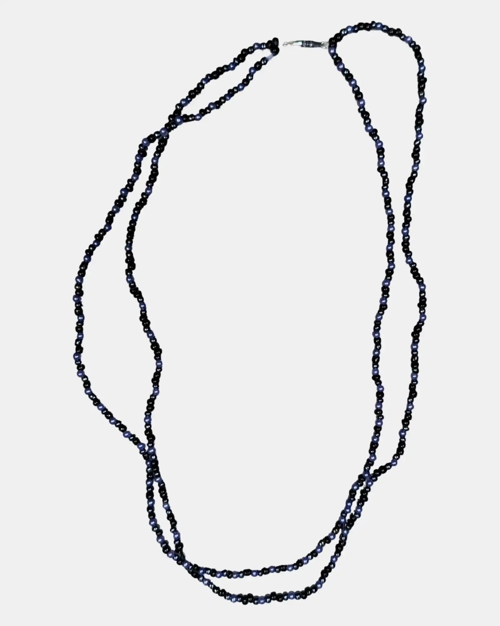 Blue and Black Beaded Necklace