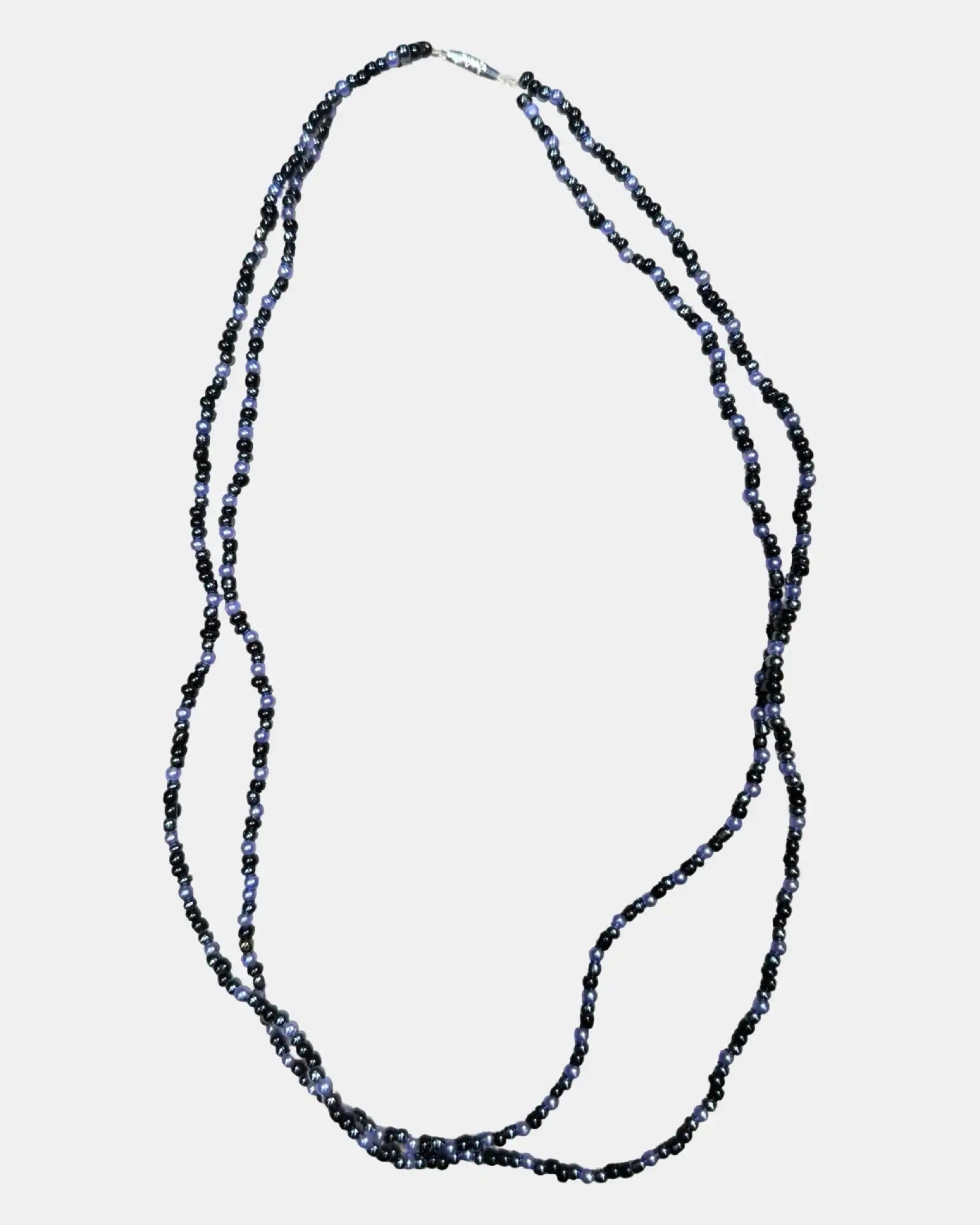 Blue and Black Beaded Necklace