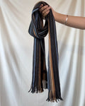 Black Brown and Blue Striped Scarf