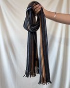 Black Brown and Blue Striped Scarf