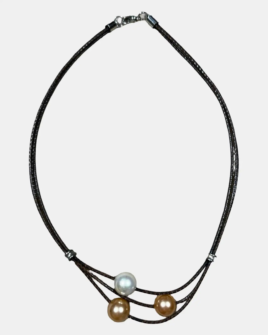Brown Three Beaded Necklace