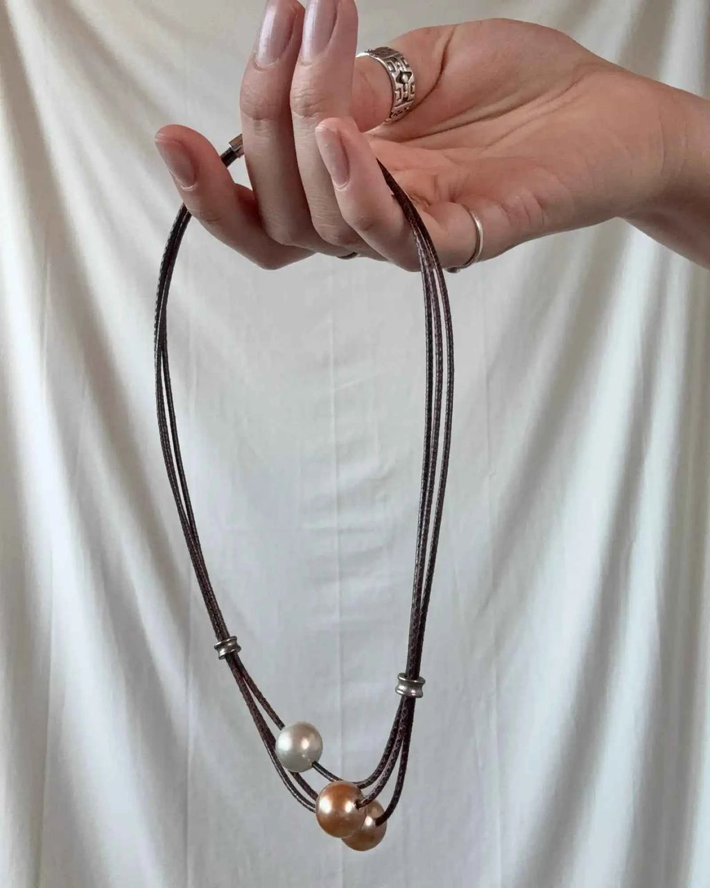 Brown Three Beaded Necklace