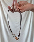 Brown Three Beaded Necklace
