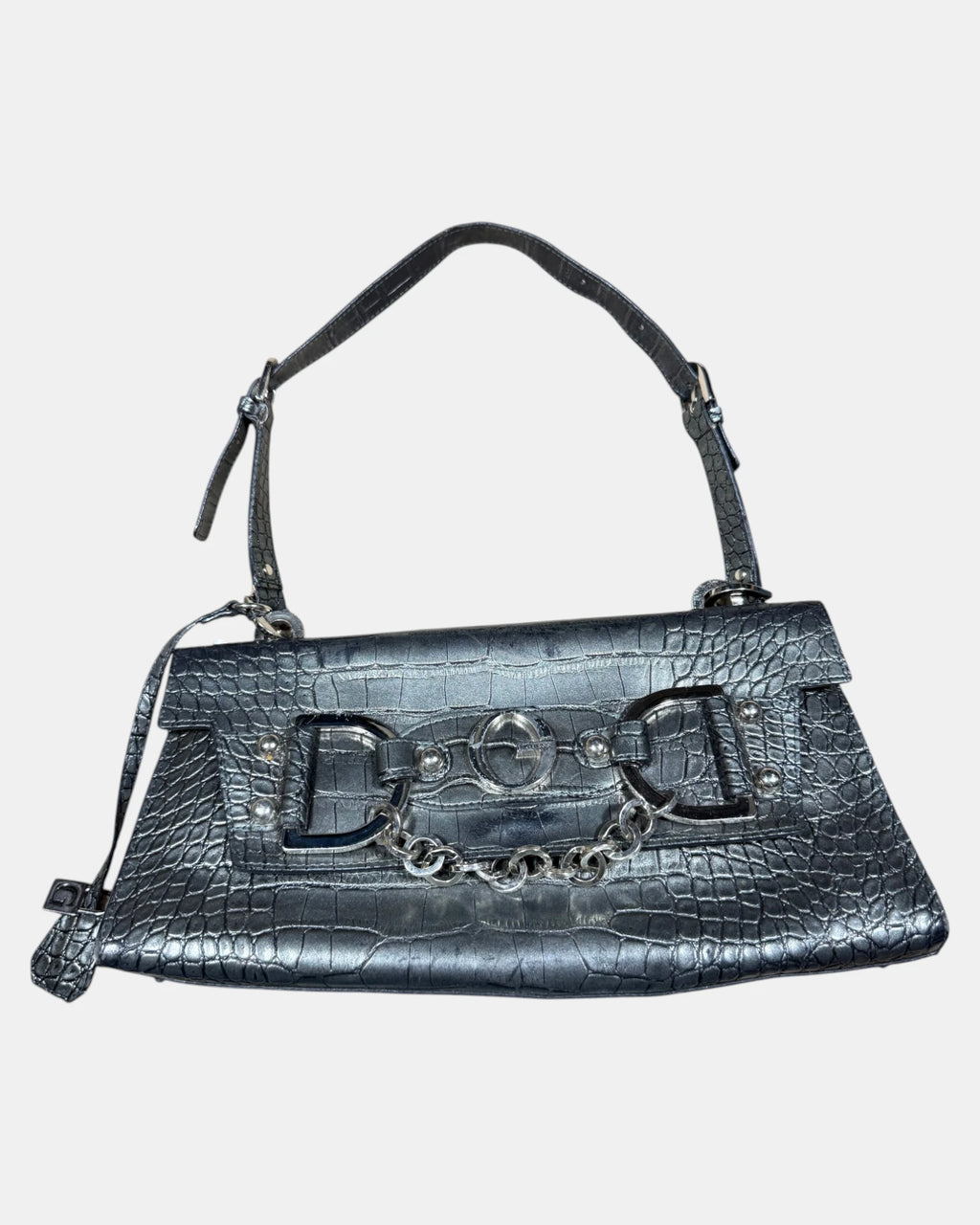 Vintage Guess Shoulder Bag with Buckle Detailing - Zip Vintage