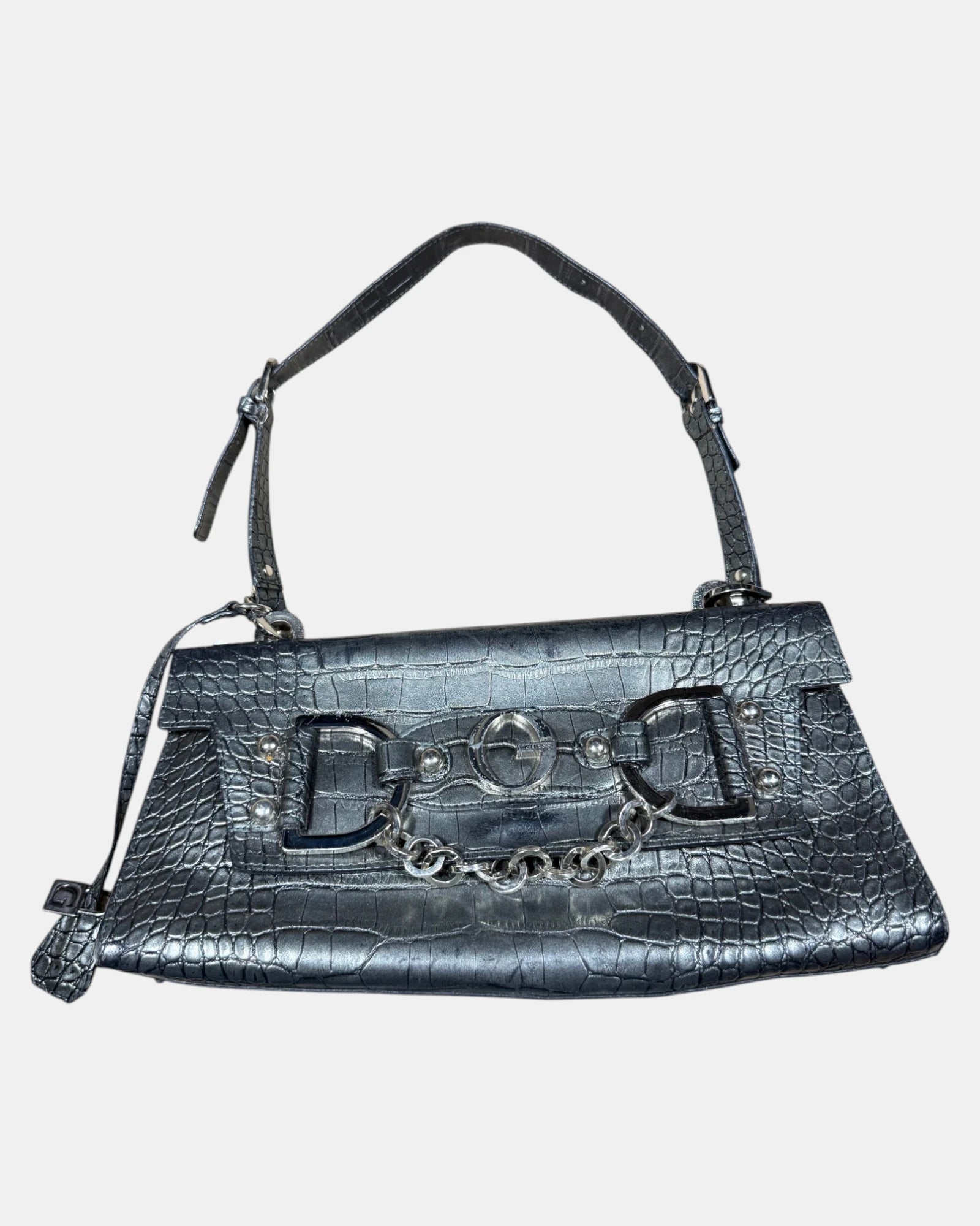 Vintage Guess Shoulder Bag with Buckle Detailing