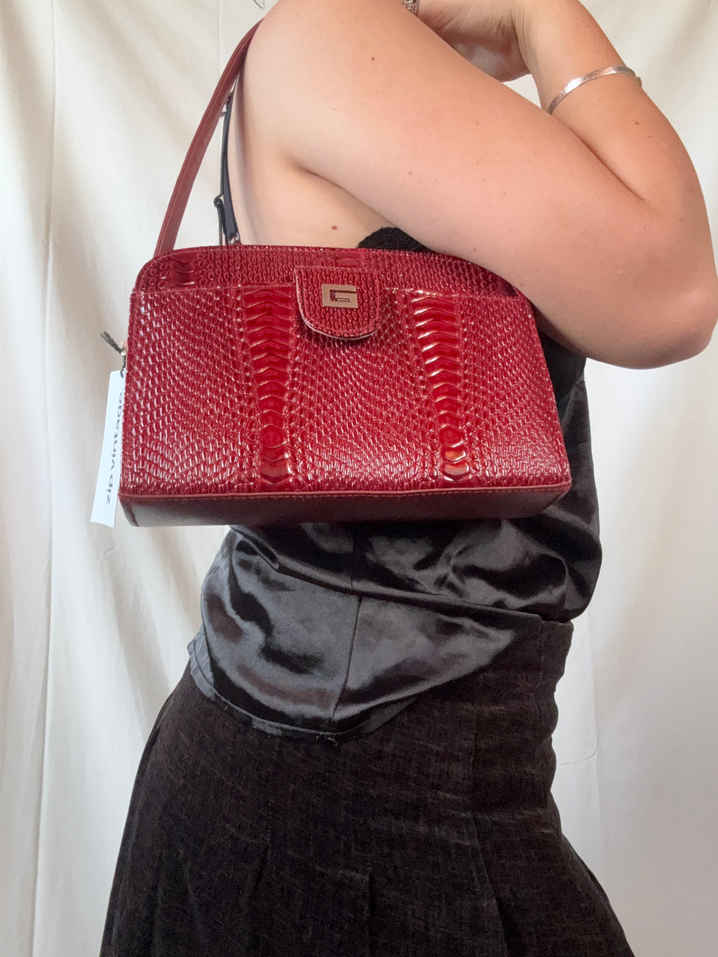 Red Faux Croc Leather Guess Bag
