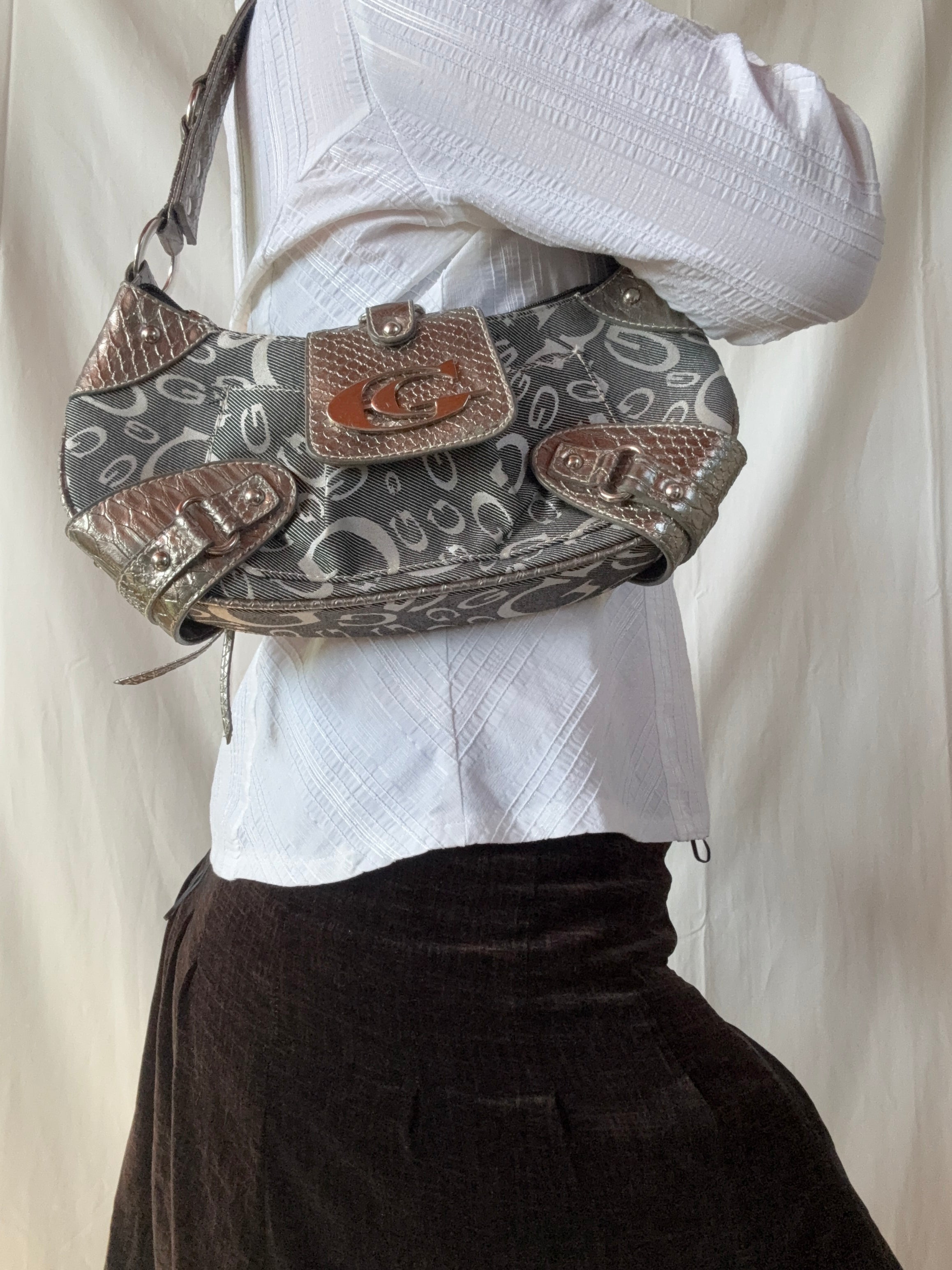 Denim Metalic Silver Bootleg Guess Bag