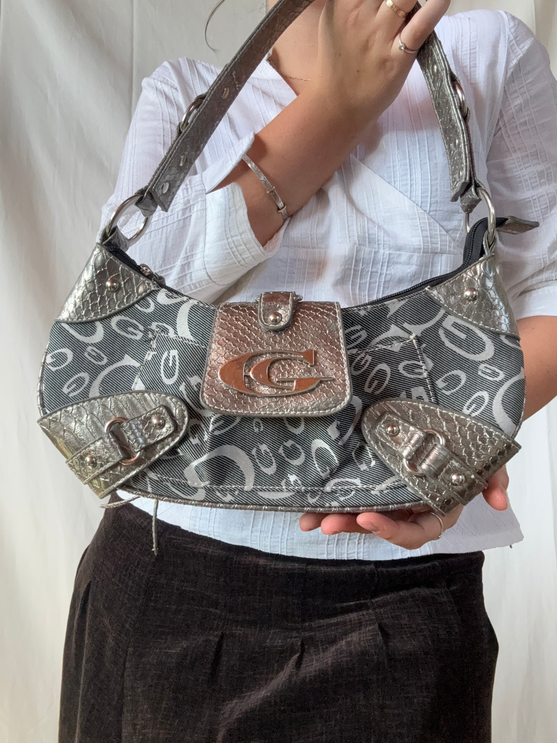 Denim Metalic Silver Bootleg Guess Bag