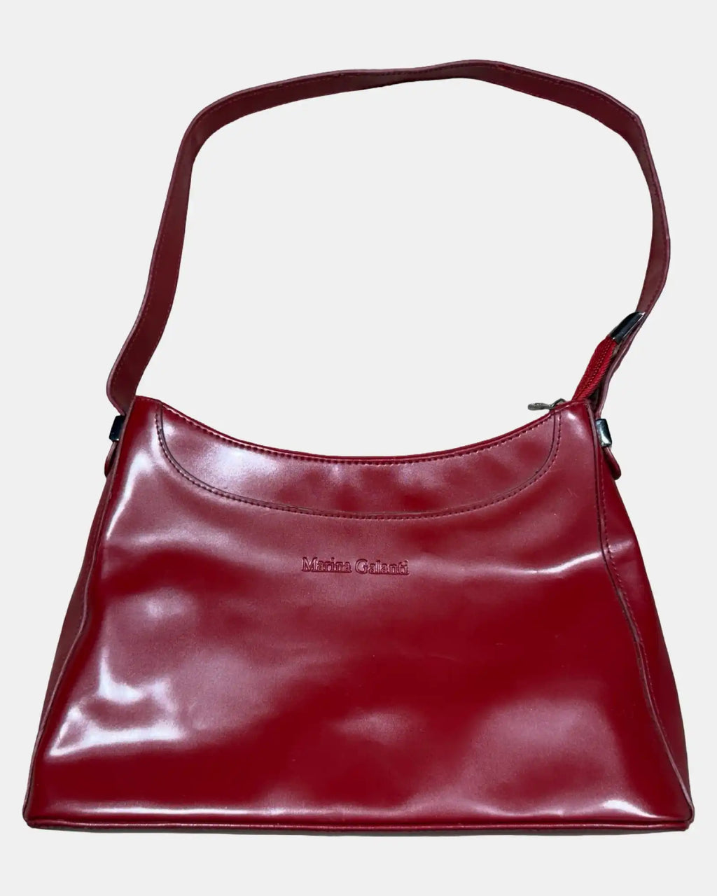 Faux Leather Red Shoulder Bag