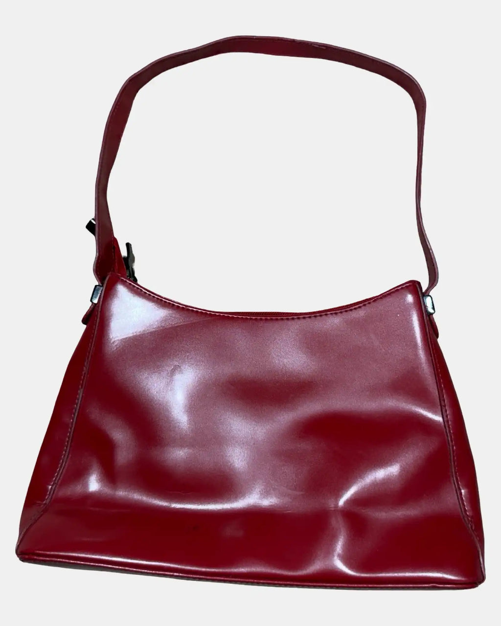 Faux Leather Red Shoulder Bag