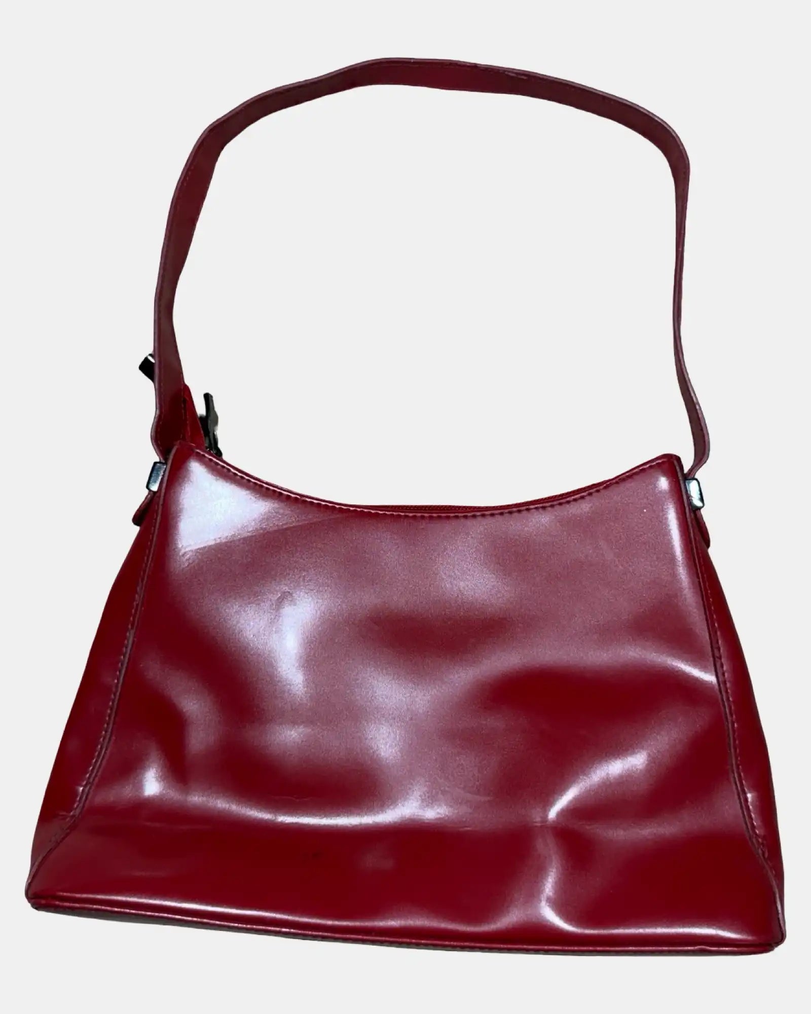 Faux Leather Red Shoulder Bag