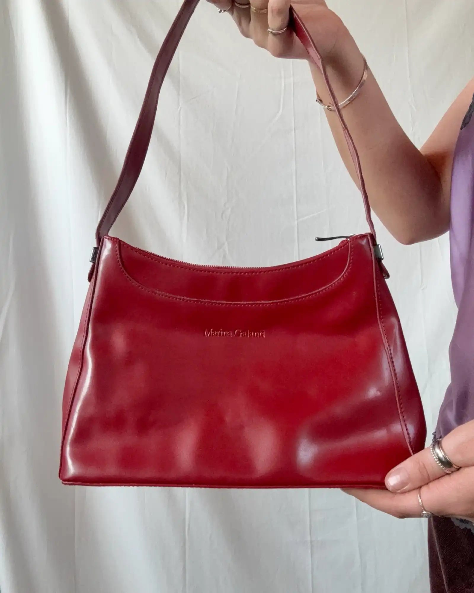 Faux Leather Red Shoulder Bag